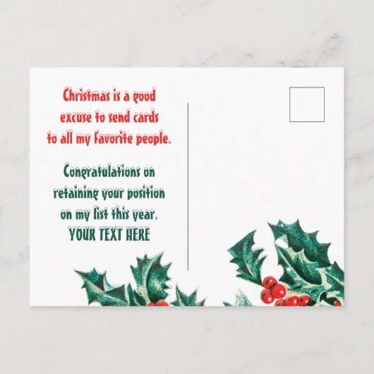 Gepersonaliseerde Kerstman face-in-hole Briefkaart (Achterkant)