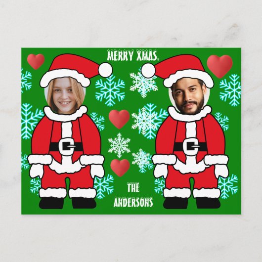 Gepersonaliseerde Kerstman face-in-hole Briefkaart (Voorkant)