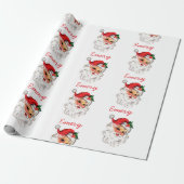 Gepersonaliseerde Kerstman Gezicht Kerstcadeaus Cadeaupapier (Uitgerold)