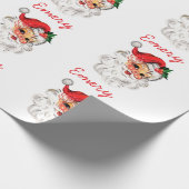 Gepersonaliseerde Kerstman Gezicht Kerstcadeaus Cadeaupapier (Hoek)