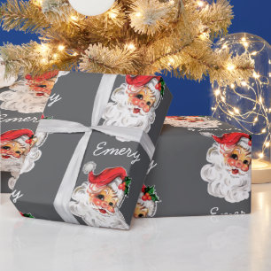 Gepersonaliseerde Kerstman Gezicht Kerstcadeaus Cadeaupapier