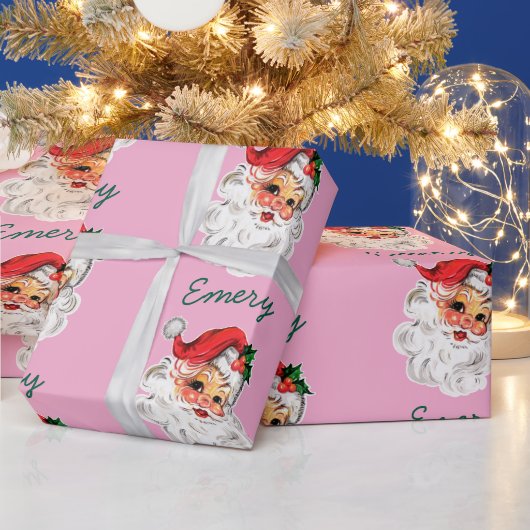 Gepersonaliseerde Kerstman Gezicht Kerstcadeaus Cadeaupapier (Feestdagen)