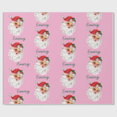 Gepersonaliseerde Kerstman Gezicht Kerstcadeaus Cadeaupapier (Vlak)