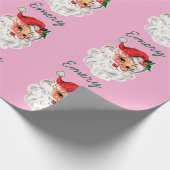 Gepersonaliseerde Kerstman Gezicht Kerstcadeaus Cadeaupapier (Hoek)