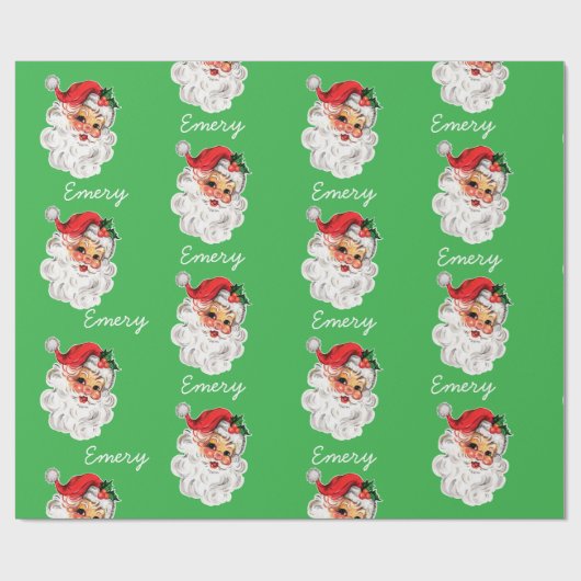 Gepersonaliseerde Kerstman Gezicht Kerstcadeaus Cadeaupapier (Vlak)