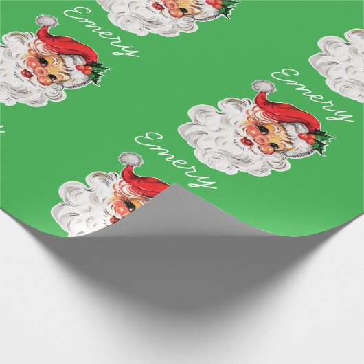 Gepersonaliseerde Kerstman Gezicht Kerstcadeaus Cadeaupapier (Hoek)