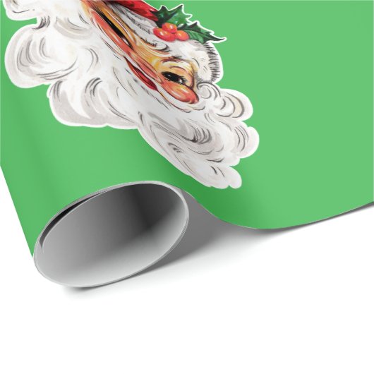 Gepersonaliseerde Kerstman Gezicht Kerstcadeaus Cadeaupapier (Rol Hoek)