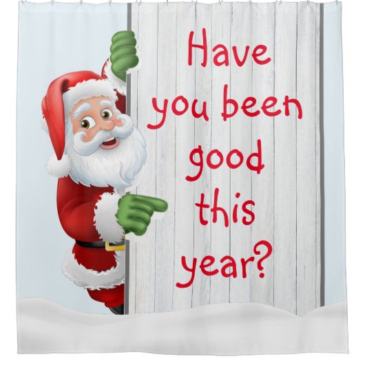 Gepersonaliseerde Kerstman in de sneeuw Douchegordijn (Voorkant)