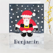 Gepersonaliseerde Kerstman Kaart (Gele Bloem)