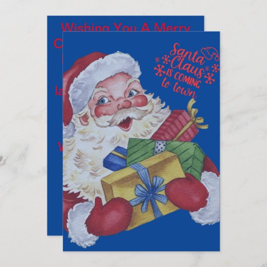Gepersonaliseerde Kerstman Kerst Kaart, Feestdagenkaart (Voorkant / Achterkant)