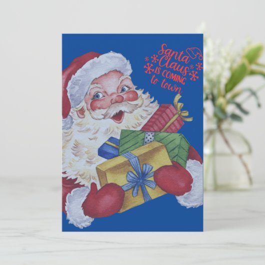 Gepersonaliseerde Kerstman Kerst Kaart, Feestdagenkaart (Staand voorkant)