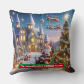 Gepersonaliseerde KERSTMAN KERSTMIS KLEURRIJK Kussen (Achterkant)