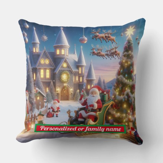 Gepersonaliseerde KERSTMAN KERSTMIS KLEURRIJK Kussen (Voorkant)