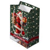 Gepersonaliseerde  Kerstman Kersttas Medium Cadeauzakje (Voorkant Gekanteld)