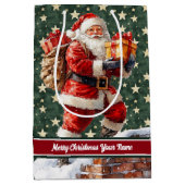 Gepersonaliseerde  Kerstman Kersttas Medium Cadeauzakje (Voorkant)
