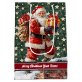 Gepersonaliseerde  Kerstman Kersttas Medium Cadeauzakje (Achterkant)