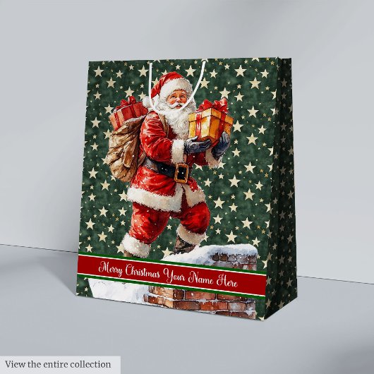 Gepersonaliseerde  Kerstman Kersttas Medium Cadeauzakje