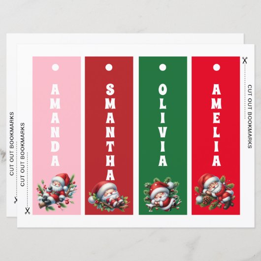 Gepersonaliseerde Kerstman Kinder Bladwijzer (Voorkant / Achterkant)