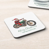 Gepersonaliseerde kerstman met fietser bier onderzetter (Linkerzijde)