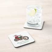 Gepersonaliseerde kerstman met fietser bier onderzetter (Rechterzijde)