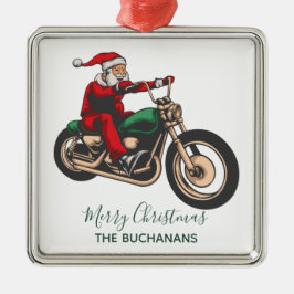 Gepersonaliseerde kerstman met fietser metalen ornament