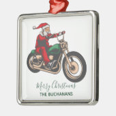 Gepersonaliseerde kerstman met fietser metalen ornament (Links)