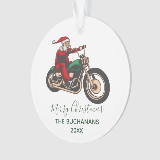 Gepersonaliseerde kerstman met fietser ornament (voorkant)