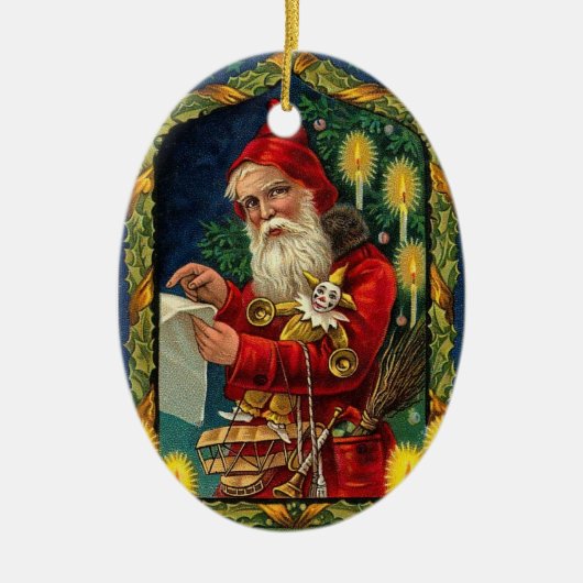 Gepersonaliseerde Kerstman met Jester Kerst Orname Keramisch Ornament (Voorkant)
