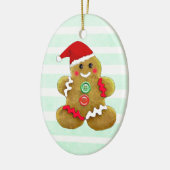 Gepersonaliseerde kerstman met ontbijtkoek keramisch ornament (Links)