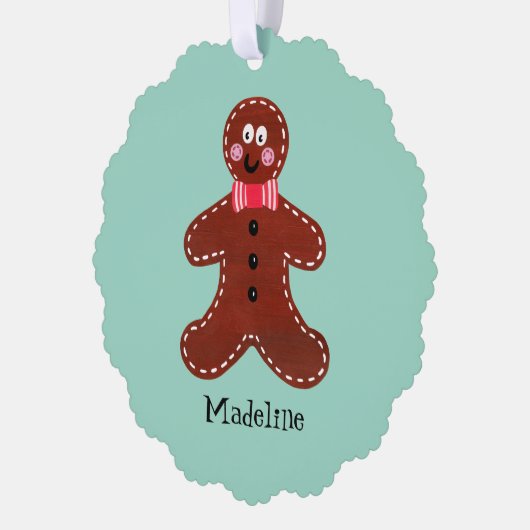 Gepersonaliseerde kerstman ornament kaart (Links)