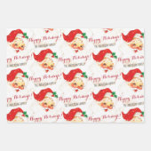 Gepersonaliseerde  kerstman Prettige feestdagen Inpakpapier Vel (Voorkant 2)