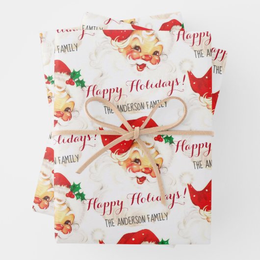 Gepersonaliseerde kerstman Prettige feestdagen Inpakpapier Vel (In situ)