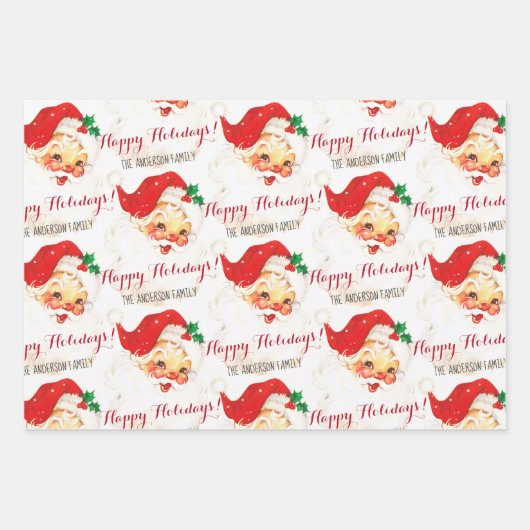 Gepersonaliseerde  kerstman Prettige feestdagen Inpakpapier Vel (Voorkant)