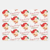 Gepersonaliseerde  kerstman Prettige feestdagen Inpakpapier Vel (Voorkant 2)