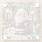 Gepersonaliseerde Kerstman Retro Kerstmis Glazen Onderzetter (Achterkant)