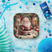 Gepersonaliseerde Kerstman Retro Kerstmis Papieren Bordje (Feest)