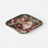 Gepersonaliseerde Kerstman Retro Kerstmis Papieren Bordje (Gebogen)