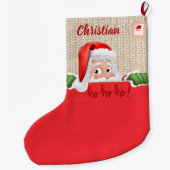 Gepersonaliseerde Kerstman Stocking met Custom Grote Kerstsok (Achterkant)