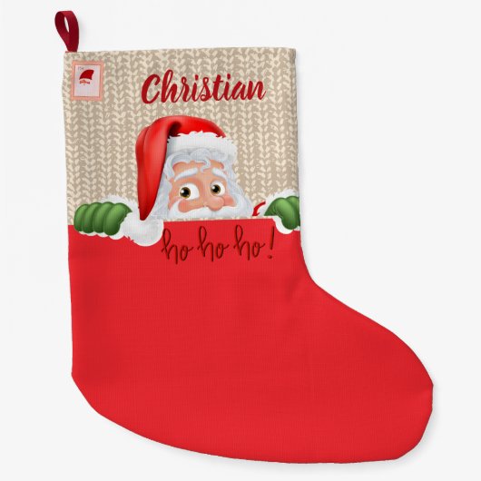 Gepersonaliseerde Kerstman Stocking met Custom Grote Kerstsok (Voorkant)