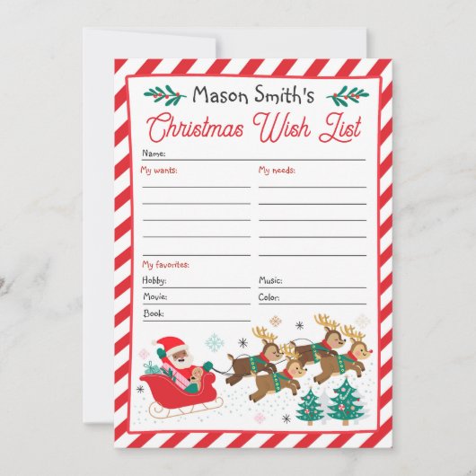 Gepersonaliseerde kerstman verlanglijstje kaart (Voorkant)