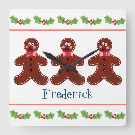 Gepersonaliseerde kerstman vierkante klok (Voorkant)