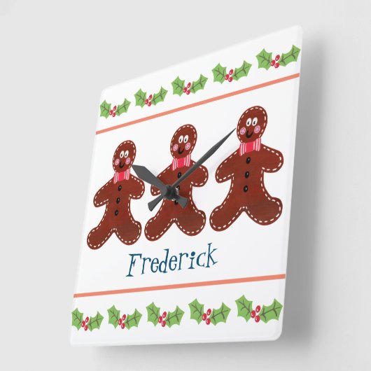 Gepersonaliseerde kerstman vierkante klok (Hoek)