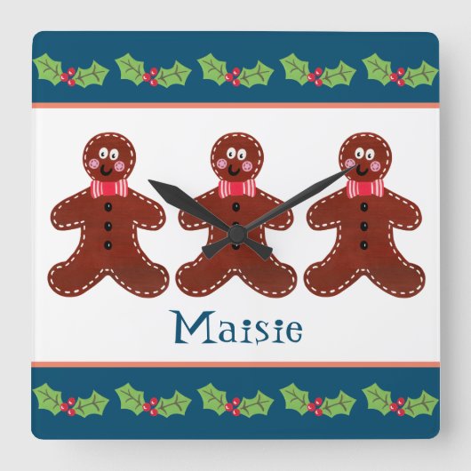 Gepersonaliseerde kerstman vierkante klok (Voorkant)