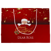 Gepersonaliseerde Kerstman Vrolijk Kerstcadeau Tas Groot Cadeauzakje (Achterkant)