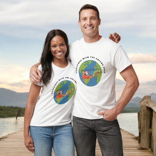 Gepersonaliseerde Kerstman waterverf Familie Kerst T-shirt