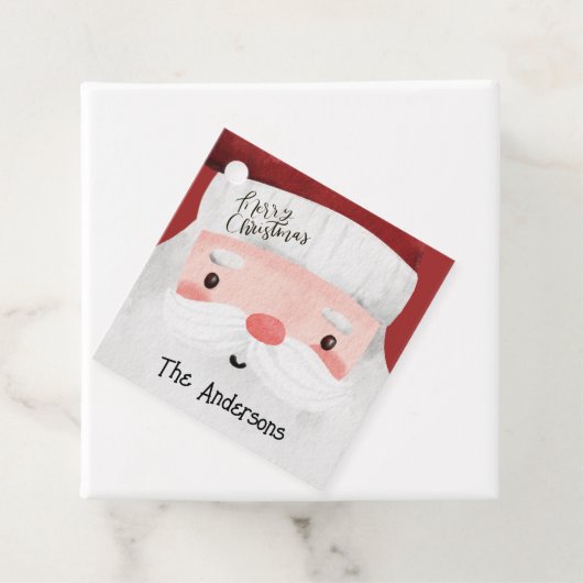 Gepersonaliseerde Kerstman Waterverf Kerst Bedankjes Labels (In situ)