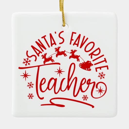 Gepersonaliseerde Kerstman's Favoriete Leraar Kers Keramisch Ornament (Voorkant)