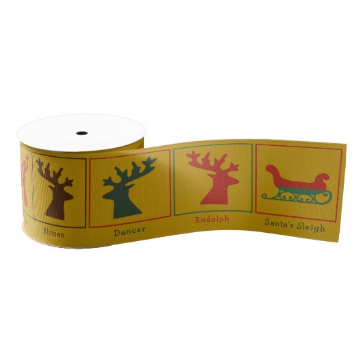 Gepersonaliseerde Kerstman's Sleigh & Reinders Ker Grosgrain Lint (Spoel)