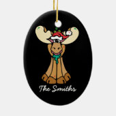 Gepersonaliseerde kerstmanse Cartoon Keramisch Ornament (Achterkant)