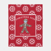 Gepersonaliseerde kerstmis 2020 Red Gingerbrood Ma Fleece Deken (Voorkant)